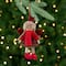 Plaid Angel Girl with Jute Pigtails Christmas Ornament - 8.5" - Red and Beige